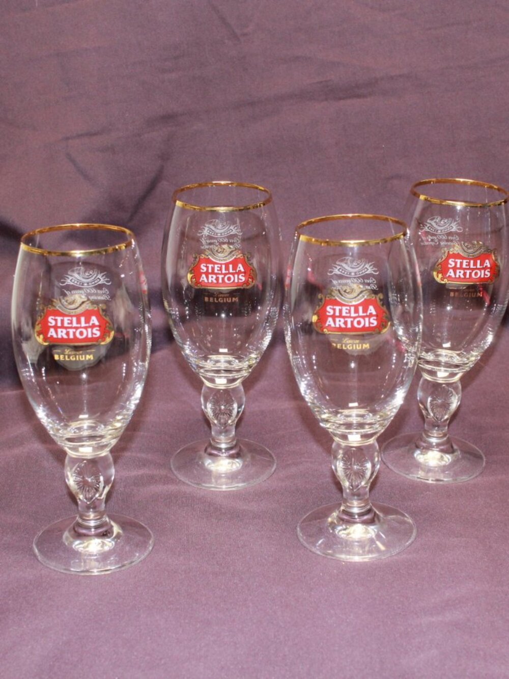 Stella Artois Set of 4 Gold Rimmed 40 cl Beer Glasses Chalices